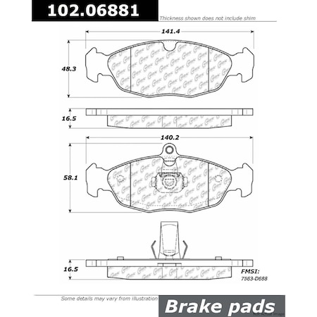 Centric Parts Metallic Brake Pad W/Shims, 102.06881 102.06881